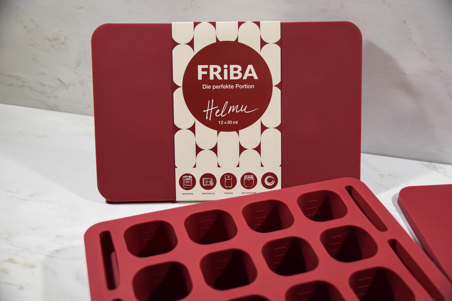 FlexCube – Silikonform 12 × 30 ml zum Einfrieren & Backen