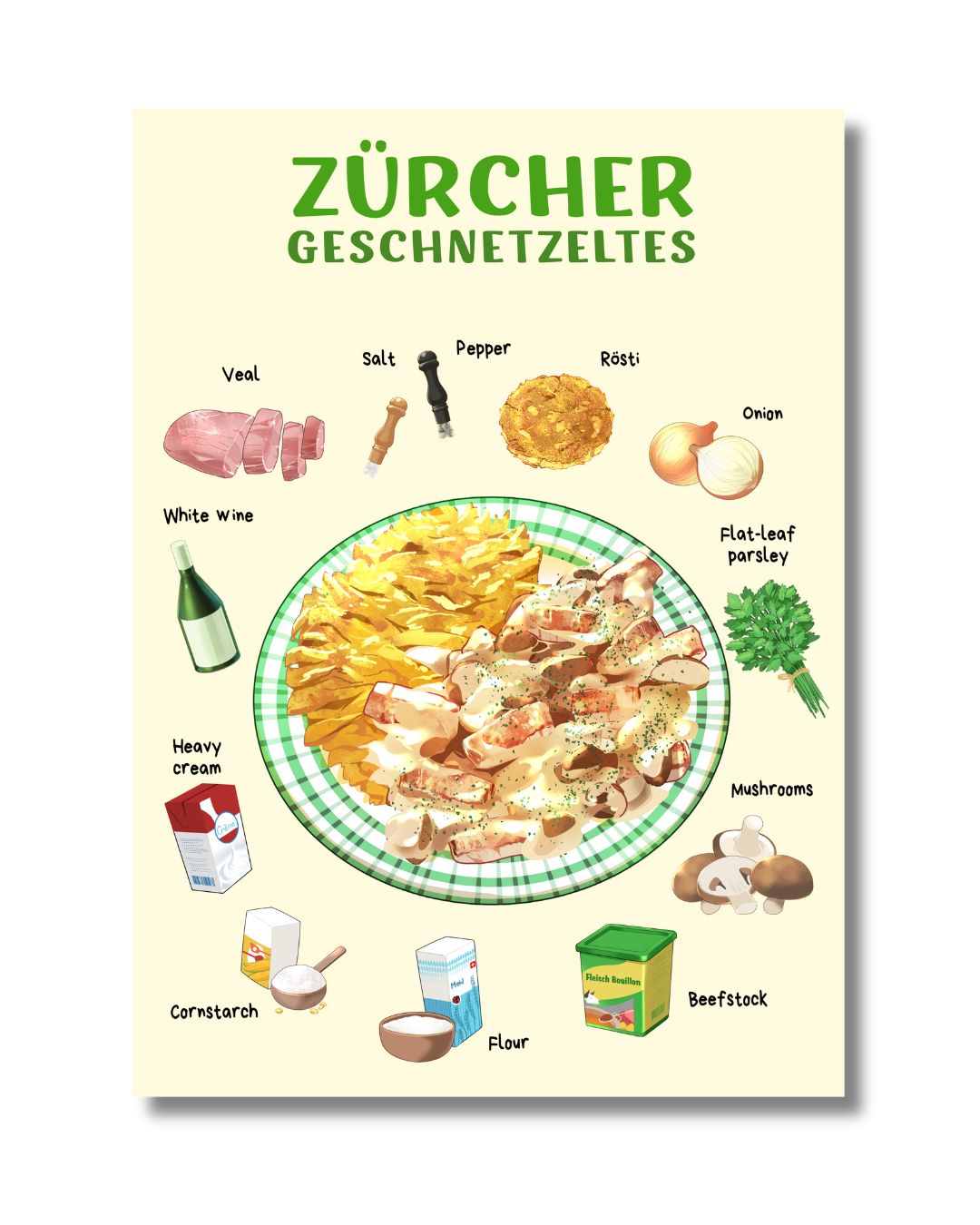 Zürcher Geschnetzeltes Chibite –  Zutaten