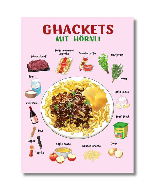 Ghackets mit Hörnli Chibite –  Zutaten