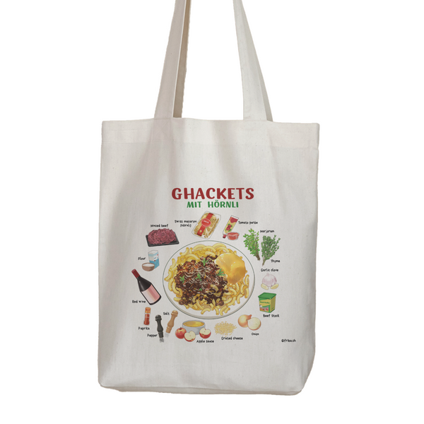Gift set Gift set - Tote bag + card: Ghackets mit Hörnli - tote bag and recipe card