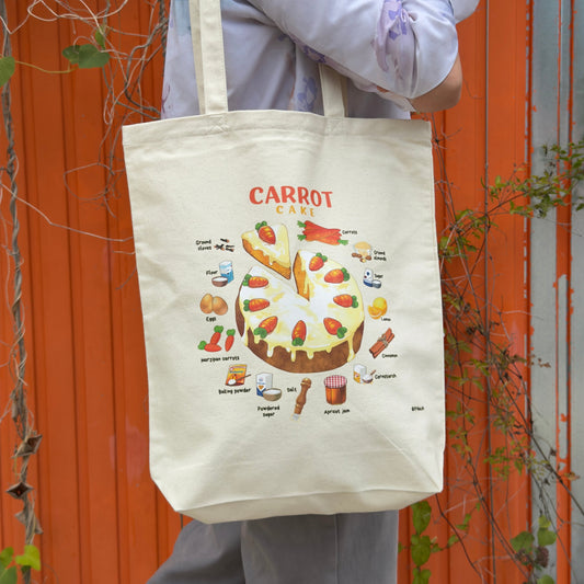 FRiBA Tote Bag Rüeblikuchen - illustrierte Baumwolltasche, in Zürich veredelt